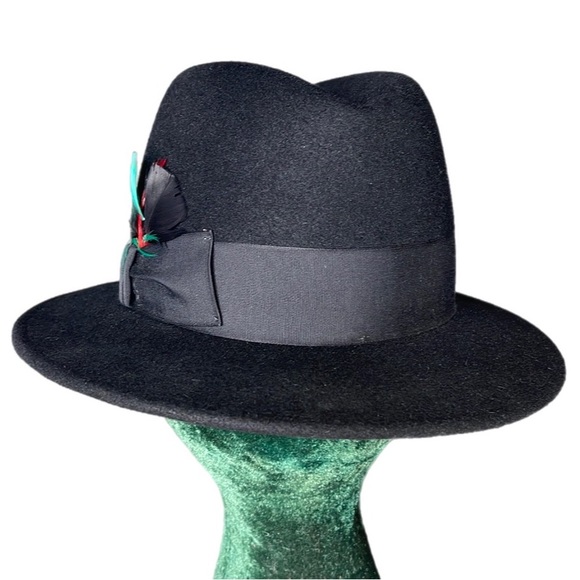 Vintage Black Beaver Hats Fedora Feather Hat - Picture 8 of 15